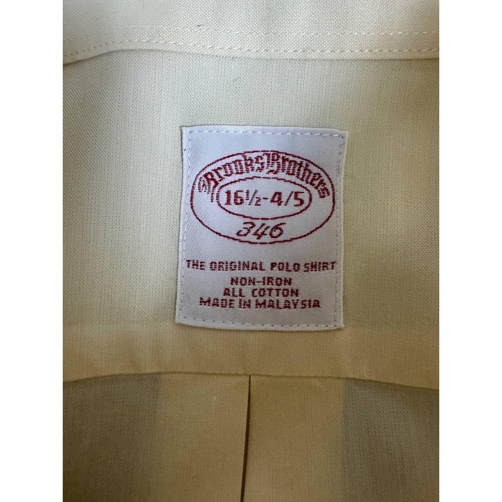 Brooks Brothers 346 Mens 16.5 34/35 Non-Iron Cotton Dress Shirt Cream Yellow - Picture 13 of 13